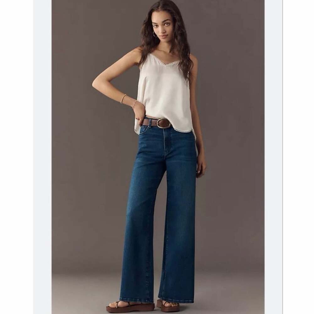FRAME Le Palazzo Jeans Women’s 24 High Rise Wide Leg Dark Wash Stretch EUC